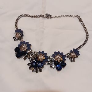 Simply Vera Necklace Jewelry Blue Silver Statement Floral Blue 24"